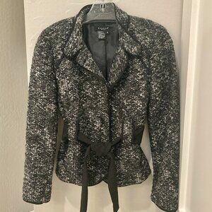 Sandro Never Worn Black and White Blazer with tie belt size small